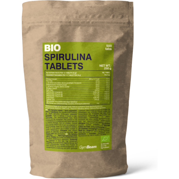 GymBeam BIO SPIRULINA 500 MG - 500 TAB - NEOCHUCENÉ Superpotravina