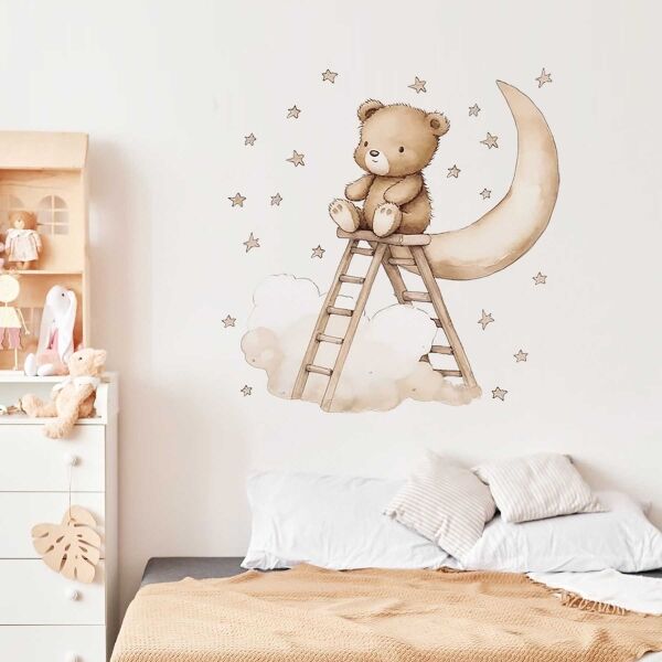 Sipo TEDDY BEAR ON A MOON Nástěnné samolepky do dětského pokoje